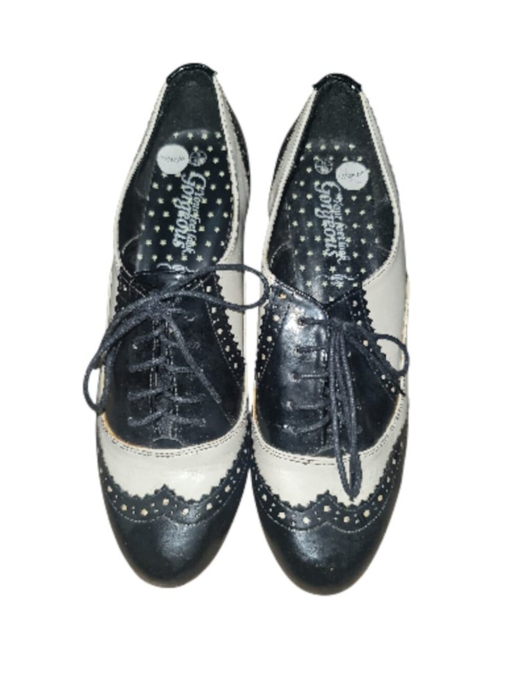 New Look Black and Cream Brogues - size 7.5
